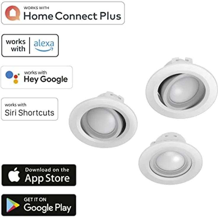 Hama WLAN LED-Einbauspot, 5W, per Sprache/App steuern, verstellbar, 3 St., Weiß – Bild 2