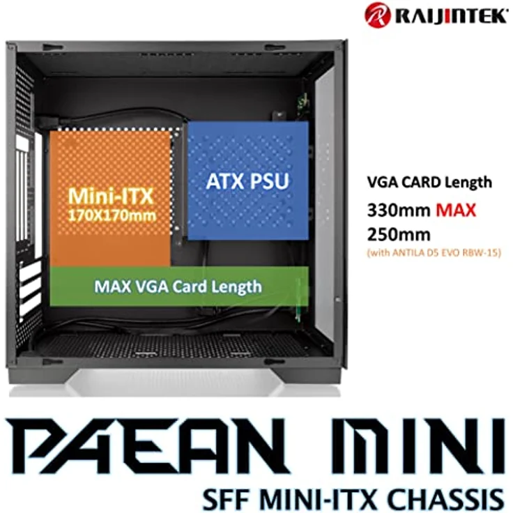 RAIJINTEK PAEAN MINI Tower-Gehäuse, schwarz, Tempered Glass – Bild 2