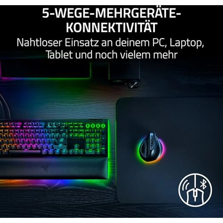 Razer Pro Click V2 Vertical, Ergonomische kabellose Maus für Rechtshänder, 30K Optical Sensor, bis zu 6 Monate Akku, Chroma RGB, 9 Tasten, Schwarz – Bild 4