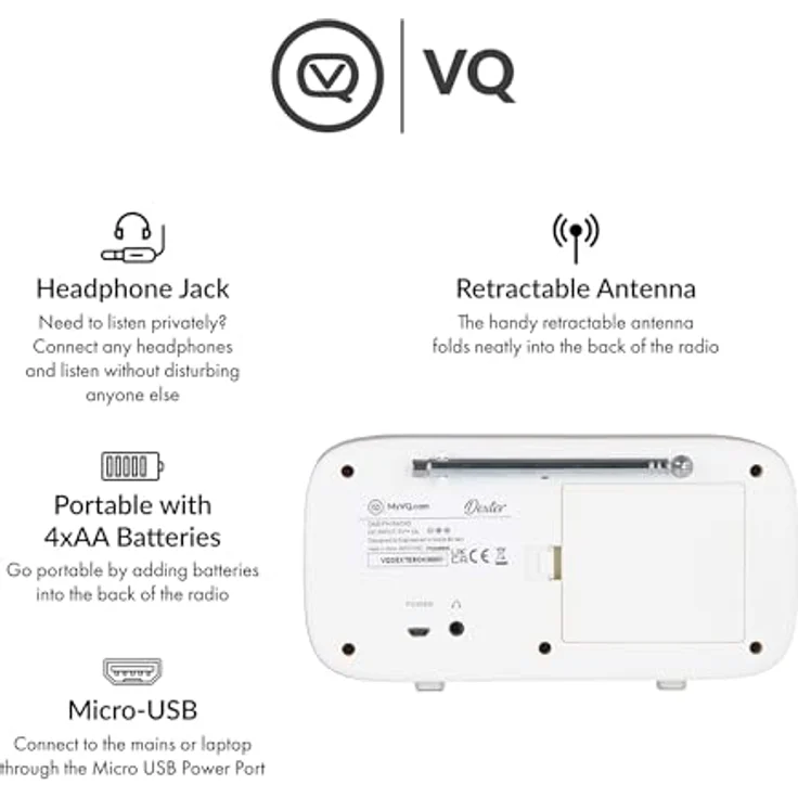 VQ Dexter, DAB/DAB+ Digitalradio & FM Radio in Eiche mit Bluetooth, 60 Speicherplätzen, 3W Lautsprecher – Bild 6