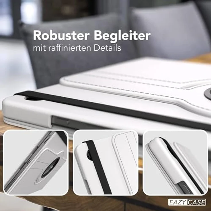 EAZY CASE Tablet Hülle für Samsung Galaxy Tab A11 Plus, 11 Zoll Schutzhülle mit 360° Drehfunktion und Standfunktion, Kunstleder Weiß – Bild 4