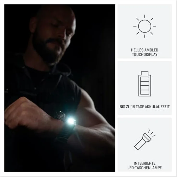 GARMIN fēnix 9 Pro - inReach, 47 mm Titan Smartwatch mit AMOLED Display, Titan Silikon, 22 mm, Graphit/Schwarz – Bild 3