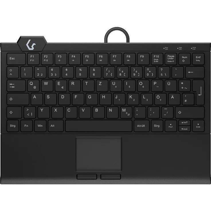 Keysonic KSK-5210ELU (DE) Mini-Tastatur - USB - Membran Key Switch - QWERTZ - LED - Schwarz – Bild 1