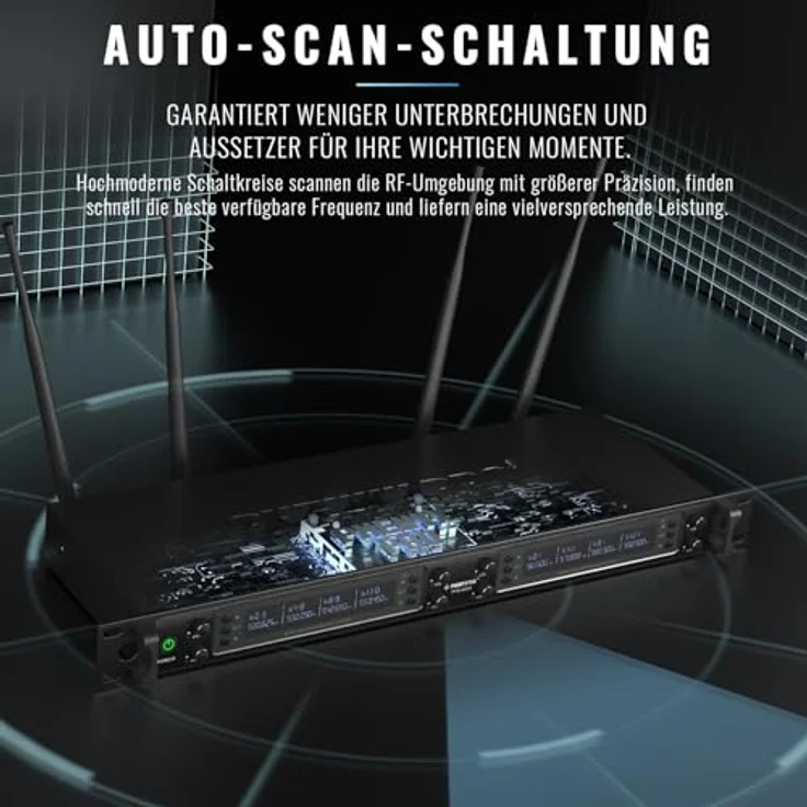 Phenyx Pro PTU-6000A, 8-Kanal Wireless Mikrofon System mit 8 Handheld Mikrofonen, 328ft Reichweite und automatischem Scan, für Gesang, Kirche, Karaoke – Bild 5