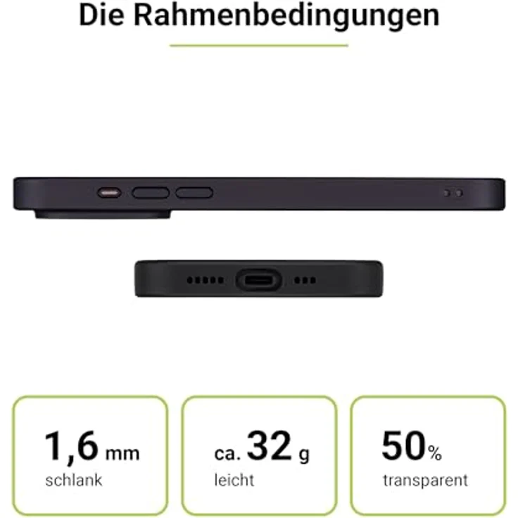 Artwizz IcedClip +Charge Hülle kompatibel mit iPhone 15 Pro - Mattes Vereistes Design, Rückseite mit Soft-Touch, Stoßfeste Schutzhülle, Night-Black – Bild 5