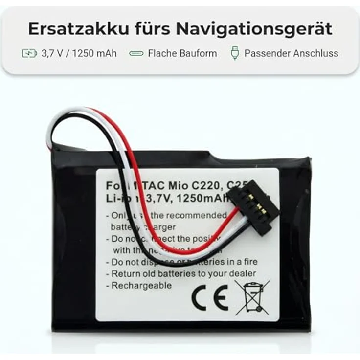 AccuCell Akku kompatibel mit Mitac Mio E4MT081202B12, langlebig und leistungsstark – Bild 5