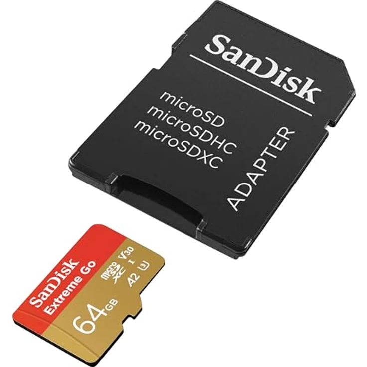 SanDisk Extreme Go microSDXC Karte 64 GB, 5K und 4K UHD, UHS-I, bis zu 200 MB/s, V30, Class 10, U3, robustes Design für Android Smartphones und Tablets, Action Cams, Drones – Bild 3