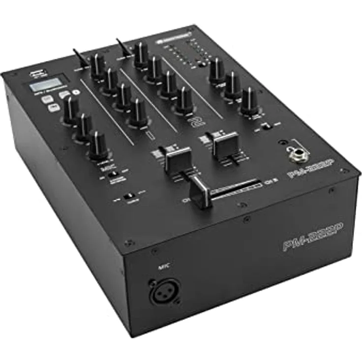 OMNITRONIC PM-222P 2-Kanal-DJ-Mixer mit Bluetooth und MP3-Player, Schwarz