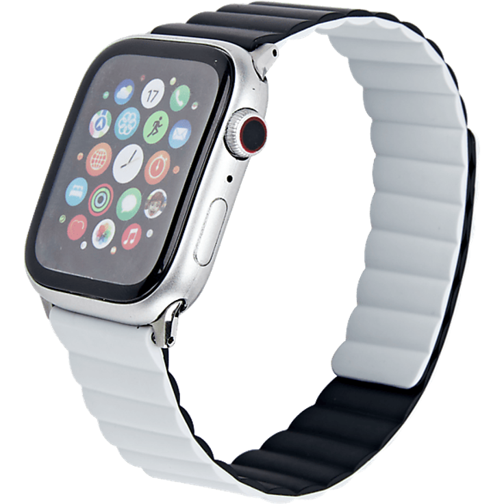 ISY ISB-2001, Ersatzband für Apple Watch 42-45mm, Silikon, Weiß-Schwarz