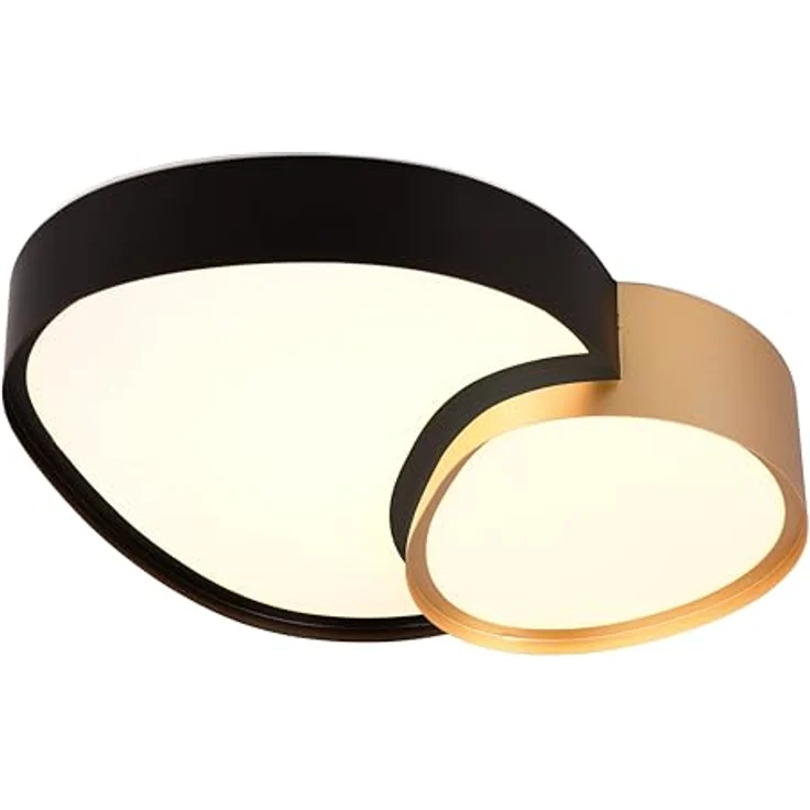 Trio Leuchten Deckenleuchte Rise 647510280, Schwarz matt/Gold, inkl. 21 Watt LED, Fernbedienung, Dimmbar, Lichtfarbe einstellbar – Bild 1