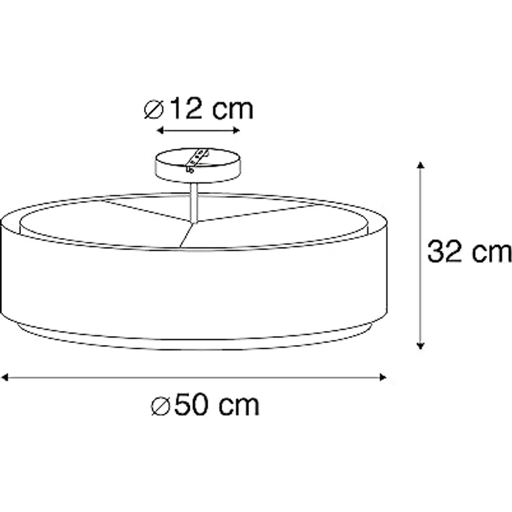 Qazqa Moderne Deckenleuchte Schwarz-Weiß 50 cm 3-flammig - Drum mit Schirm Duo - LED geeignet E27 – Bild 4