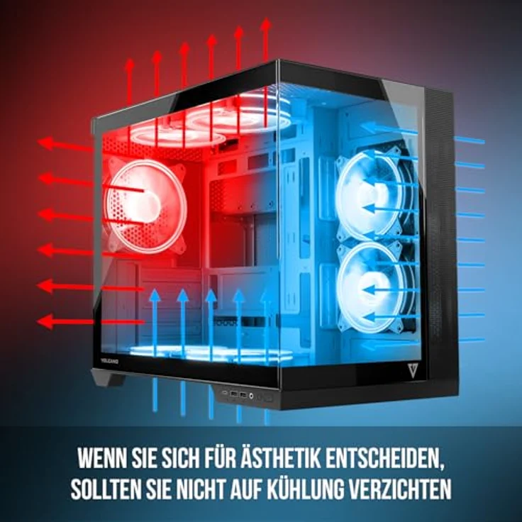 Modecom ATX Volcano Panorama Apex ARGB 7F Midi Halb-Tower-Gehäuse grau, mehrfarbig, 52,5 x 38,5 x 44,5 cm – Bild 4