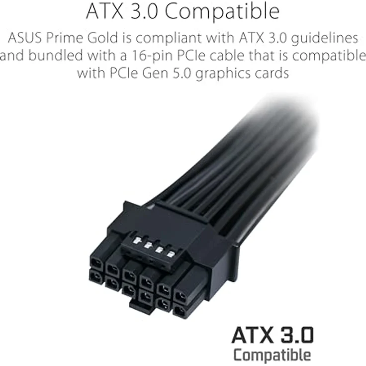 ASUS Prime 750W Gold Netzteil (750 Watt, 80 Plus Gold Zertifizierung, ATX 3.0 kompatibel, Lüfter mit Doppelkugellagern, schwarz/weiß) – Bild 4