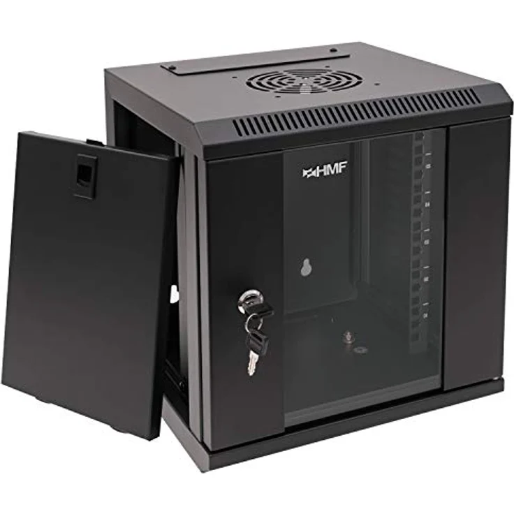 HMF Serverschrank 10 Zoll, 6 HE, Netzwerkschrank, Wandschrank, schwarz – Bild 2