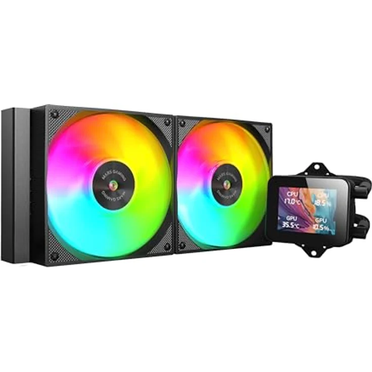 Mars Gaming ML-Vision 240 RGB, AIO-Wasserkühlung mit 4:3-IPS-LCD-Bildschirm, 500 W TDP, Schwarz – Bild 1