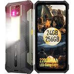 Ulefone Armor 24 Outdoor Smartphone 24G+256GB 2.2000mAh Akku 66W, 1000 Lumen LED-Licht Android 13 Outdoor Handy ohne vertrag FHD+ 6.78" 64MP+64MP Nachtsicht Kamera Dual SIM IP68 Smartphone NFC Schwarz