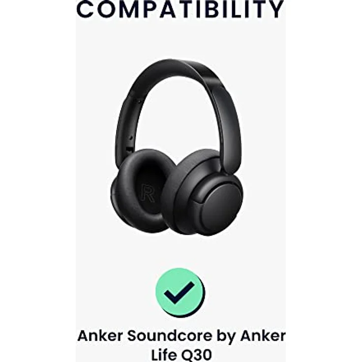 kwmobile 2X Ohrpolster kompatibel mit Anker Soundcore Life Q35 / Q30 - Kopfhörer Polster aus Kunstleder für Over Ear Headphones, Schwarz – Bild 2