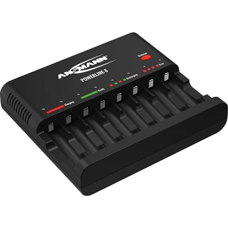 Ansmann Powerline 8 1001-0006, Akkuladegerät für 1-8 AA/AAA NiMh Akkus mit USB-Ladebuchse und Entladefunktion – Bild 4