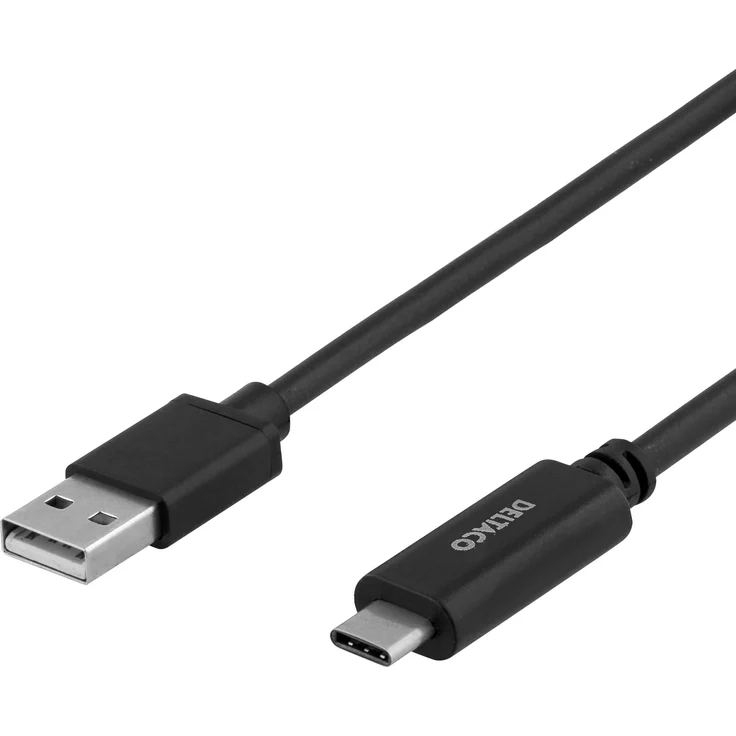 Deltaco USB2.0 Kabel Typ A - C, 3 m schwarz, 480 Mbps Datenrate, 10 Watt Maximalstromversorgung