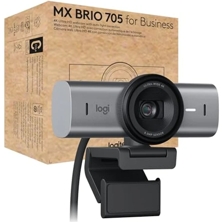 Logitech MX Brio 705 for Business (8.50 Mpx), Webcam, Grau – Bild 1