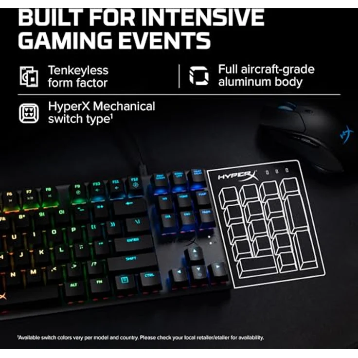 HyperX HX-KB7AQX-US Alloy Origins Core, RGB Mechanische Gaming Tastatur, Tenkeyless, HyperX Aqua, (QWERTY - US Layout) – Bild 4