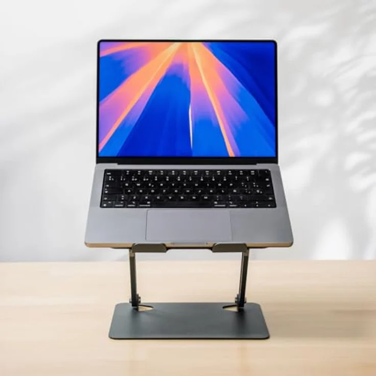 InnovaGoods® Faltbarer und Verstellbarer Laptop-Ständer, höhen- und neigungsverstellbar, rutschfest, für 10"-18" Laptops, Kohlenstoffstahl, ideal für Büro und Telearbeit – Bild 4
