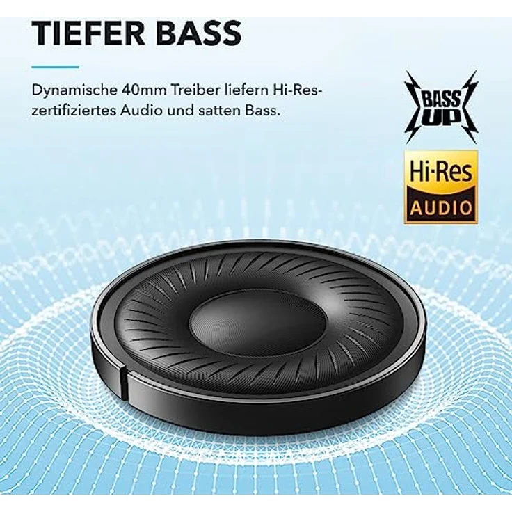 soundcore by Anker Q20i kabelloser Bluetooth Over-Ear-Kopfhörer mit Hybrid Active Noise Cancelling, 40h Spielzeit im ANC-Modus, Hi-Res Audio, tiefer Bass, Personalisierung per App(Schwarz) – Bild 3
