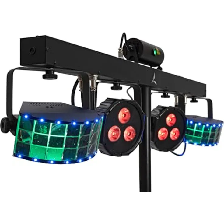 Eurolite LED KLS Laser Bar FX AIR, DMX-Lichteffektbar mit 2 Spots, 2 Derbys, Rot/Grün Laser und Funkfernbedienung, IP20