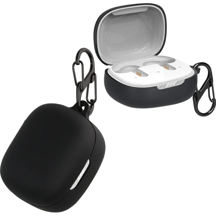kwmobile Kopfhörer-Schutzhülle für JBL Live Pro 2 TWS in Schwarz mit Anhänger und Ladeöffnung