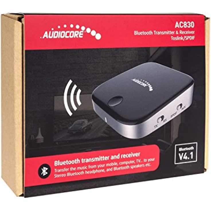 Audiocore AC830 Bluetooth Adapter Transmitter Empfänger 4.1 Apt-X Toslink SPDIF AUX A2DP Wireless, Schwarz – Bild 5