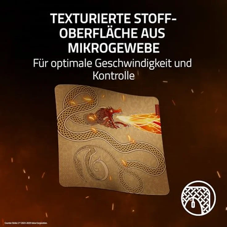 Razer Gigantus V2 L Counter-Strike 2 Dragon Lore, Weiches Gaming-Mauspad mit strukturiertem Mikrogewebe, 450 x 400 x 3 mm, rutschfeste Gummibeschichtung – Bild 2