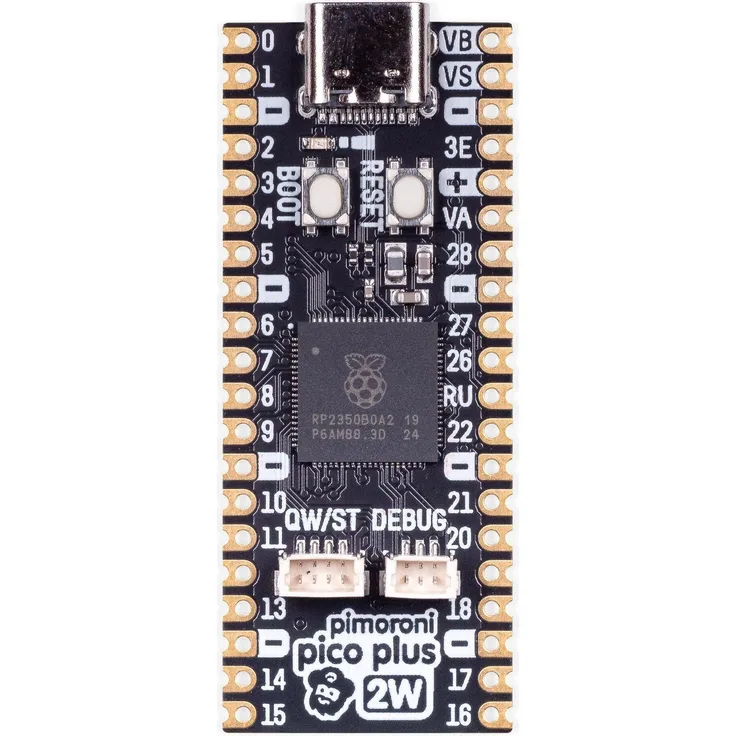 Pimoroni Pico Plus 2 W, Einplatinencomputer mit RP2350B, 16MB Flash, 8MB PSRAM, 2,4GHz Wireless, Bluetooth, USB-C, 30 I/O-Pins