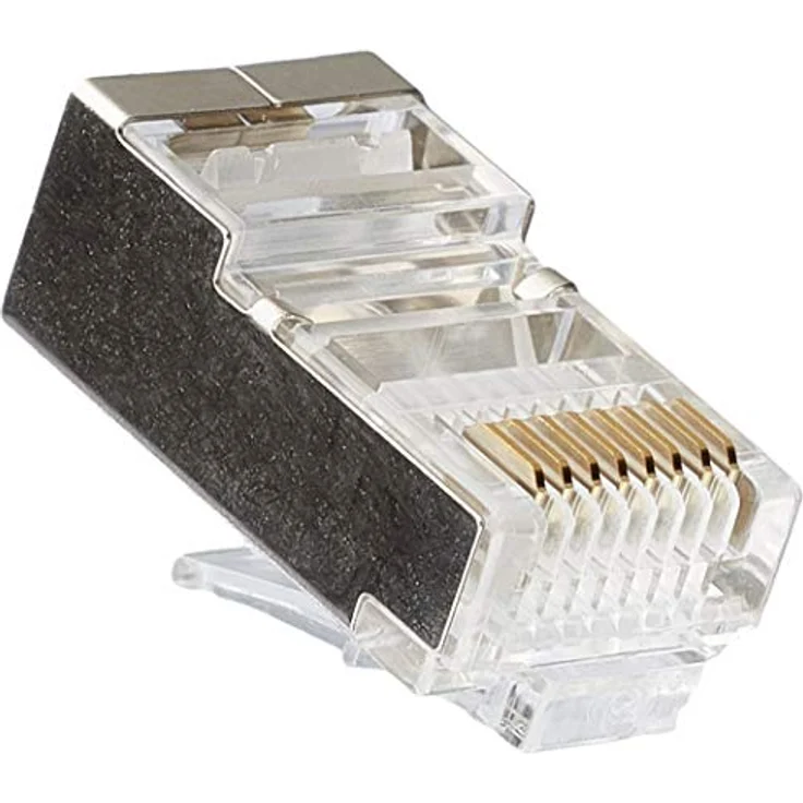 LogiLink RJ45 Stecker für Rundkabel, Kat.5e, geschirmt Modularstecker 8P8C für Rundkabel, vergoldete Kontakte, in Polybag beinhaltet: 100 Stück (MP0003) – Bild 3