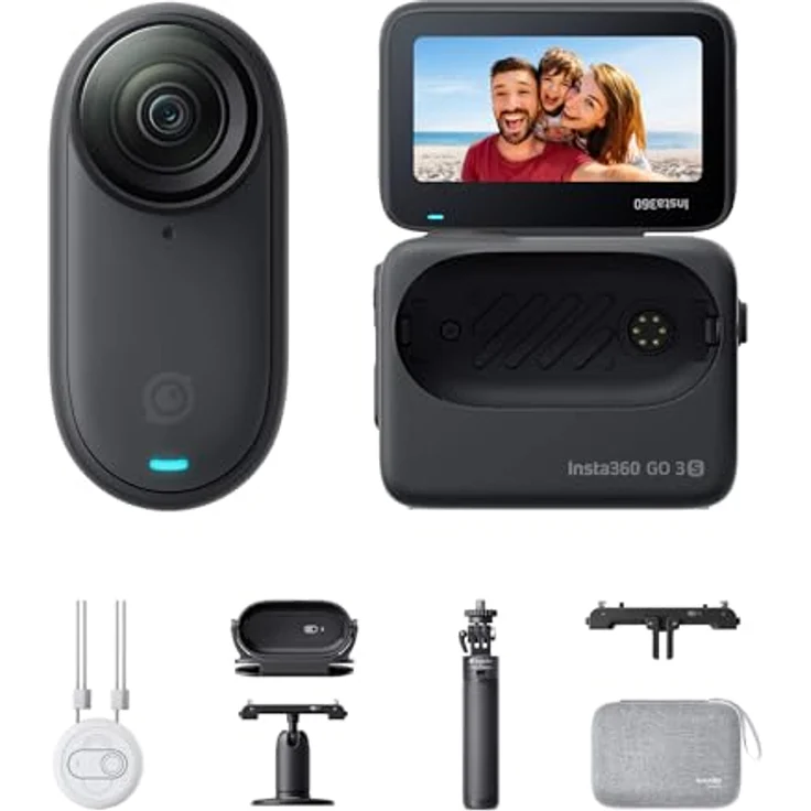 Insta360 GO 3S Reise-Bundle, Tragbare 4K Mini-Kamera mit 140 min Akku, 10 m wasserdicht, KI-Bearbeitung, Schwarz, für Vlogs und Reisen – Bild 1
