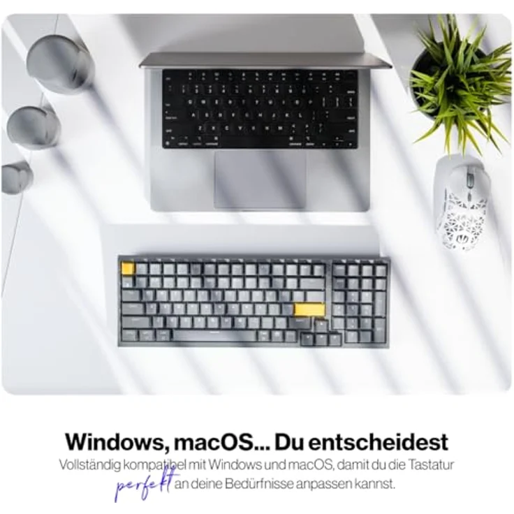 ENDORFY Celeris 1800 CZ, kabellose Tastatur mit 1800 Layout, QWERTY, BT, 2.4 GHz, SideTune, Gelb, Gateron Switches, FR4-Top Plate – Bild 3