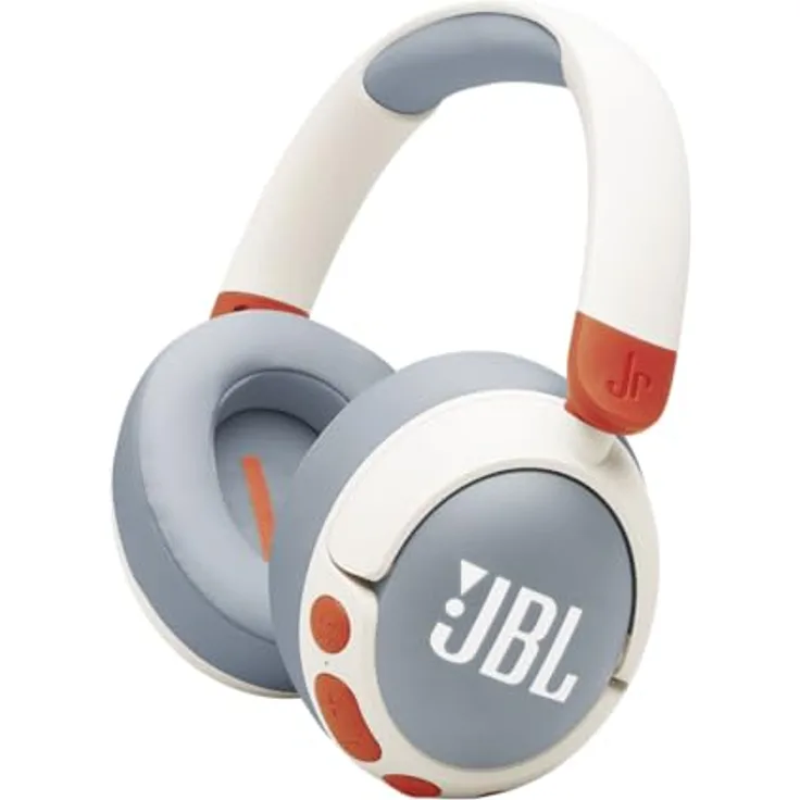 JBL Junior 470 NC, Kabellose Over-Ear Bluetooth-Kopfhörer für Kinder, 50 h Wiedergabe, Safe Sound, Weiß