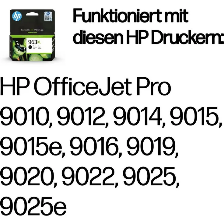 HP 963XL Tintenpatrone, 42.5 ml, hohe Ergiebigkeit, schwarz, original, Blisterverpackung