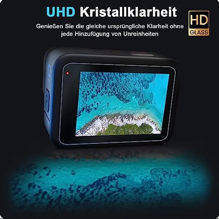 FitStil Displayschutzfolie für Go Pro Hero 12/11/10/9 Black, ultraklarer 9H Schutz aus gehärtetem Glas für Vorder- und Rückseite + Objektivschutz, 9-teiliges Set mit Objektivabdeckung – Bild 5