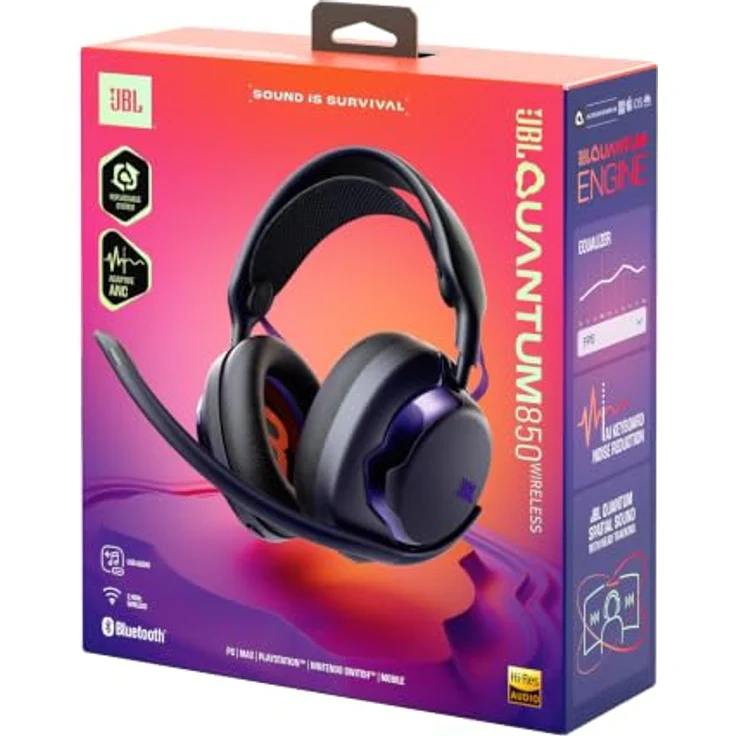 JBL QUANTUM 850, Over-ear Gaming-Headset mit adaptivem Noise-Cancelling, Bluetooth 5.3, Schwarz/Lila – Bild 12