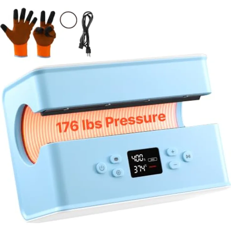 VEVOR Automatische Tassenpresse 80 kg, Becherpresse mit Temperatur- & Zeiteinstellung, für 325-887 ml Becher, Weiß & Blau, 3 Modi, gleichmäßige Erwärmung