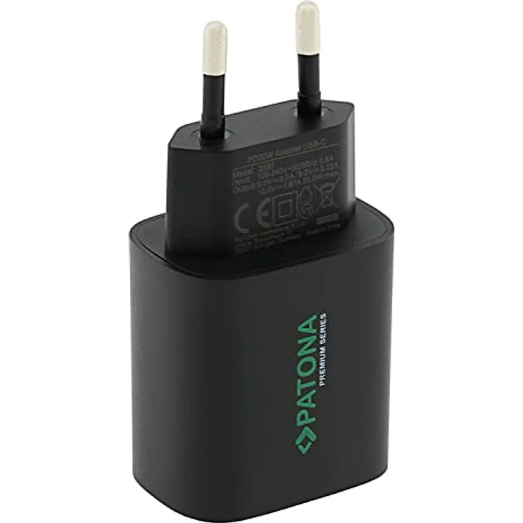 PATONA Premium PD20W Adapter, USB-C Schnell-Ladegerät mit Power Delivery 3.0 und Quick Charge 3.0, 20W, schwarz, kompakt und leicht (48g) – Bild 4
