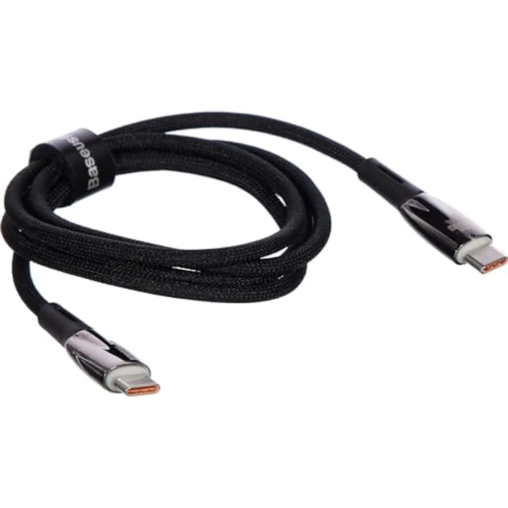 Baseus Glimmer Series Schnellladekabel USB-C, 100 W, 1 m, Schwarz, mit 480 Mbit/s Datenübertragung und Halo-Anzeige – Bild 3