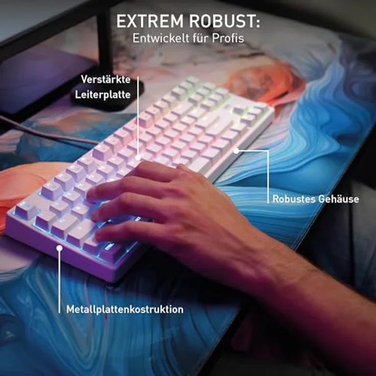 CHERRY XTRFY K4V2 TKL, Kabelgebundene Gaming-Tastatur, RGB-Beleuchtung, Mechanische MX2A RED Switches, Weiß – Bild 4