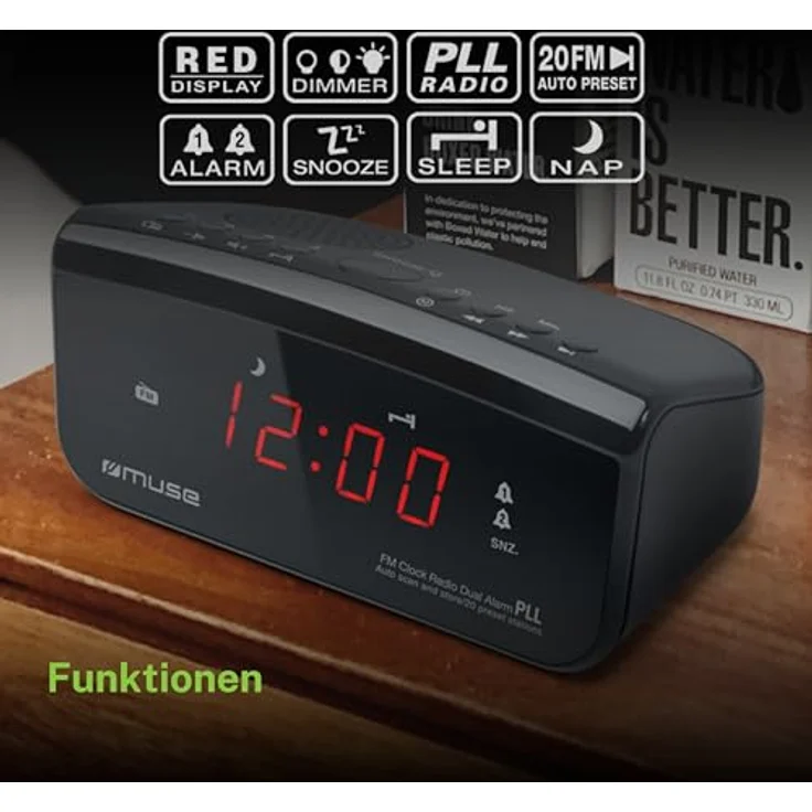 Muse M-12CR Uhr Digital FM 87 5 - 108 MHz LED 1 52 cm (0.6 Zoll) schwarz – Bild 6