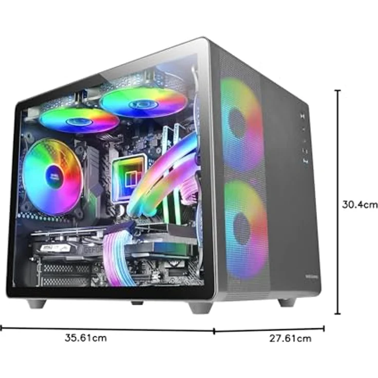 Mars Gaming MC-400, PC-Tower-Gehäuse in Schwarz mit Doppelseitigem Kammerdesign und RGB-Kühlung für Micro-ATX und Mini-ITX Systeme – Bild 7
