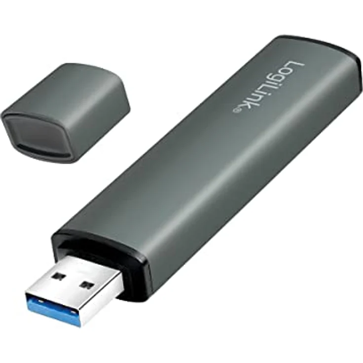 LogiLink USB 3.2 (Gen2) 2-Port Hub mit Kartenleser für microSD- und SD-Karten, Aluminiumgehäuse mit Schutzkappe – Bild 5