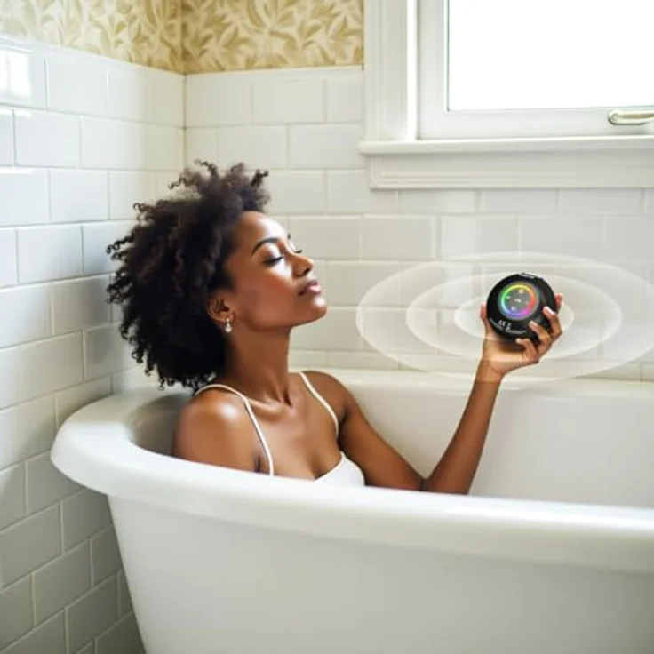 LEICKE DJ Roxxx Shower II, Tragbarer Bluetooth Mini-Lautsprecher mit 5W Sound, LED-Licht, Handschlaufe & USB-C, spritzwassergeschützt, ideal für Dusche und Outdoor-Aktivitäten – Bild 3