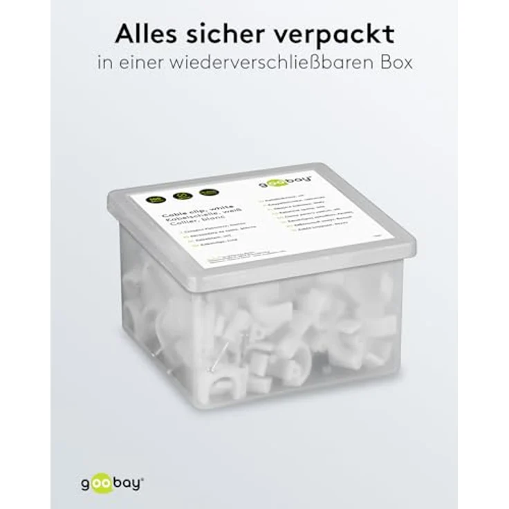 Goobay 17084 Kabelschelle für Kabel mit Kabeldurchmesser bis max. 14,0 mm weiß (100 Stück) – Bild 5