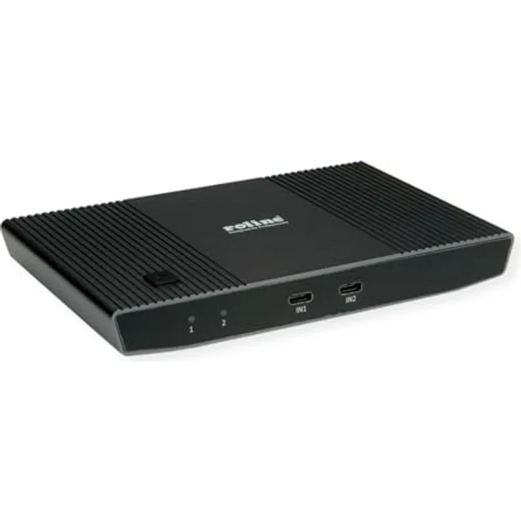 ROLINE KVM Switch, HDMI 4K, USB, 1 User - 2 Mobilgeräte, Solides Metallgehäuse, Schwarz