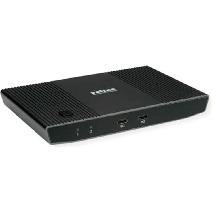 ROLINE KVM Switch, HDMI 4K, USB, 1 User - 2 Mobilgeräte, Solides Metallgehäuse, Schwarz – Bild 1